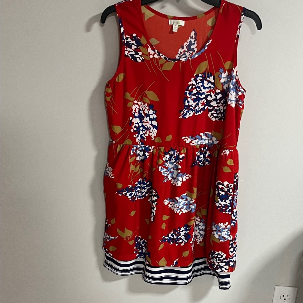Vibrant Red Floral Sleeveless Mini Dress